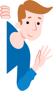 Boy waving from right edge